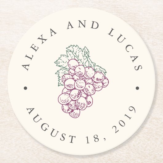 Dessous-de-verre Rond En Papier Mariage campagnard à vin (Devant)