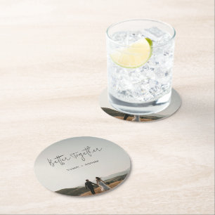 Dessous-de-verre Rond En Papier Mariage Chic Photo Moderne