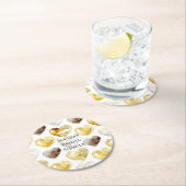 Dessous-de-verre Rond En Papier Mariage Cœur Blanc Or Chocolat (En situation)