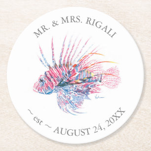 Dessous-de-verre Rond En Papier Mariage côtier