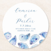 Dessous-de-verre Rond En Papier Mariage d'aquarelle bleu huître (Devant)