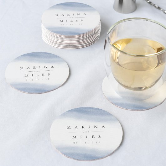 Dessous-de-verre Rond En Papier Mariage d'aquarelle côtière Ebb Tide