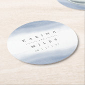 Dessous-de-verre Rond En Papier Mariage d'aquarelle côtière Ebb Tide (Incliné)