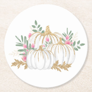 Dessous-de-verre Rond En Papier Mariage de automne de Thanksgiving Citrouille d'or