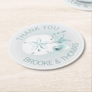 Dessous-de-verre Rond En Papier Mariage de coquillages