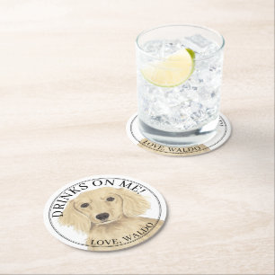 Dessous-de-verre Rond En Papier Mariage de Dachshund Cream anglais personnalisé