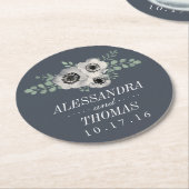 Dessous-de-verre Rond En Papier Mariage de l'anémone et de l'eucalyptus (Incliné)