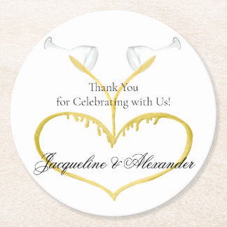 Dessous-de-verre Rond En Papier Mariage de Lunettes de Champagne Dessous de verre