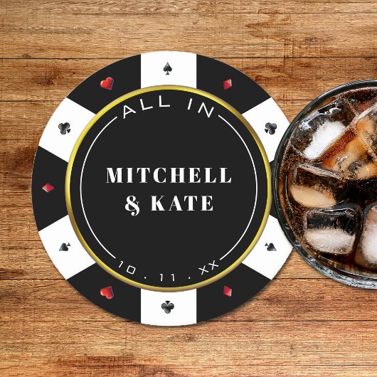 Dessous-de-verre Rond En Papier Mariage de puces de poker