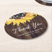 Dessous-de-verre Rond En Papier Mariage de tournesol rustique (Incliné)