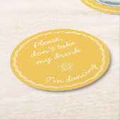 Dessous-de-verre Rond En Papier Mariage d'écriture manuscrite jaune rétro (Incliné)