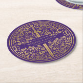 Dessous-de-verre Rond En Papier Mariage d'épée médiévale violette (Incliné)