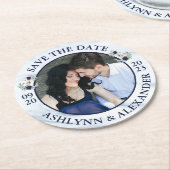 Dessous-de-verre Rond En Papier Mariage ENREGISTRER LA DATE Ancre nautique Photo f (Incliné)