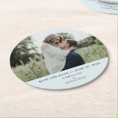 Dessous-de-verre Rond En Papier Mariage Enregistrer la date Photo Simple Minimal B (Incliné)