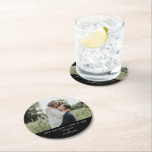 Dessous-de-verre Rond En Papier Mariage Enregistrer la date Photo Simple Minimal N (En situation)