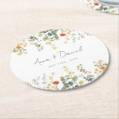 Dessous-de-verre Rond En Papier Mariage fleur sauvage (Incliné)