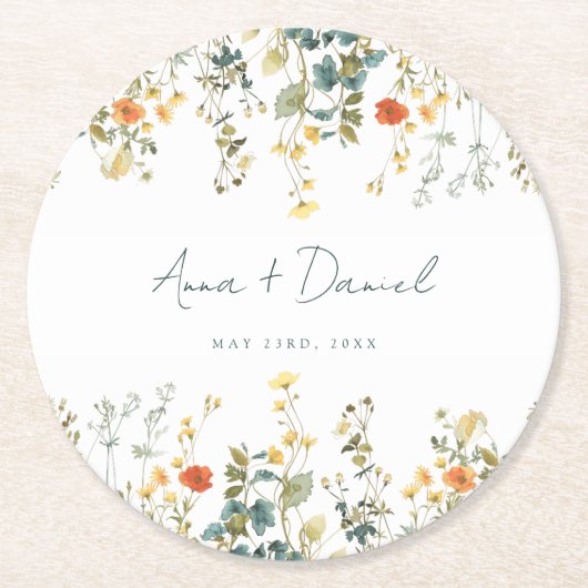 Dessous-de-verre Rond En Papier Mariage fleur sauvage (Devant)