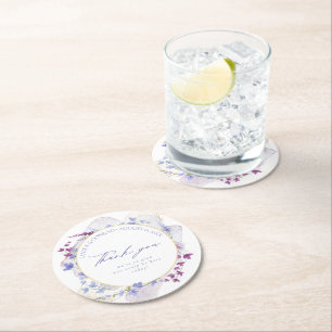 Dessous-de-verre Rond En Papier Mariage fleur sauvage Aquarelle Merci Peri ID954