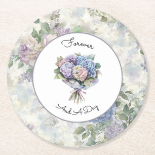 Dessous-de-verre Rond En Papier Mariage Floral Lavande Violette Romantique