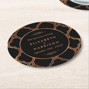 Dessous-de-verre Rond En Papier Mariage Géométrique vintage Gatsby