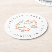 Dessous-de-verre Rond En Papier Mariage Koi Pond (Incliné)