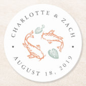 Dessous-de-verre Rond En Papier Mariage Koi Pond (Devant)