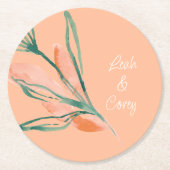 Dessous-de-verre Rond En Papier Mariage moderne Peach (Devant)