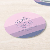 Dessous-de-verre Rond En Papier mariage monogramme (Incliné)