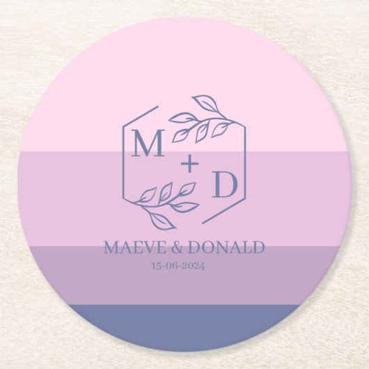 Dessous-de-verre Rond En Papier mariage monogramme (Devant)