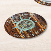 Dessous-de-verre Rond En Papier Mariage ou Fiançailles nautique rustique (Incliné)