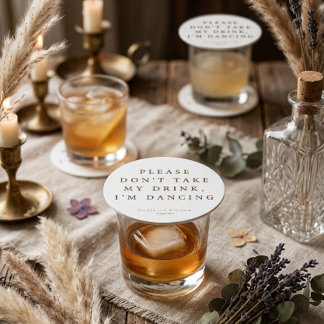 Dessous-de-verre Rond En Papier Mariage Personnalisé avec Écriture Moderne Rustiqu