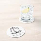Dessous-de-verre Rond En Papier Mariage personnalisé Bell Drink Coasters (En situation)