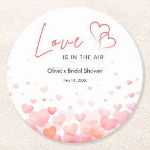 Dessous-de-verre Rond En Papier Mariage Pink & Red L'amour est dans l'Air Shower 