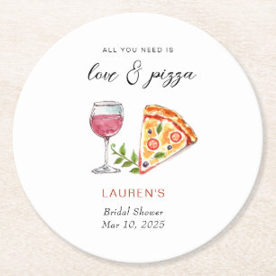 Dessous-de-verre Rond En Papier Mariage Pizza et amour Shower 