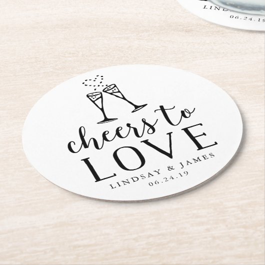 Dessous-de-verre Rond En Papier Mariage pour l'amour (Incliné)