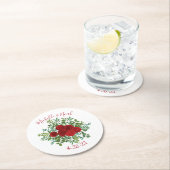 Dessous-de-verre Rond En Papier Mariage Red Rose (En situation)