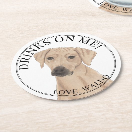 Dessous-de-verre Rond En Papier Mariage Rhodesian Ridgeback (Incliné)