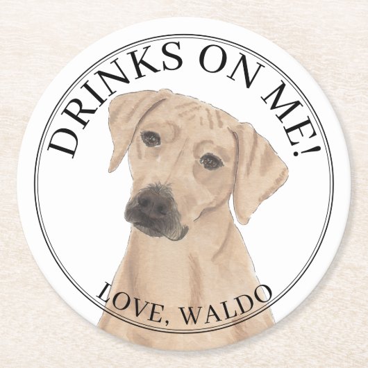 Dessous-de-verre Rond En Papier Mariage Rhodesian Ridgeback (Devant)