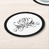 Dessous-de-verre Rond En Papier Mariage Rose noir Calligraphie (Incliné)