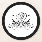 Dessous-de-verre Rond En Papier Mariage Rose noir Calligraphie (Devant)