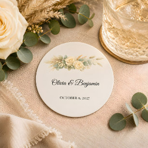 Dessous-de-verre Rond En Papier Mariage Rustique Luxueux