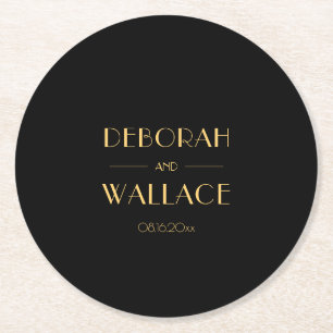 Dessous-de-verre Rond En Papier mariage simple art déco vintage années 1920