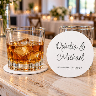 Dessous-de-verre Rond En Papier Mariage simple et décontracté moderne