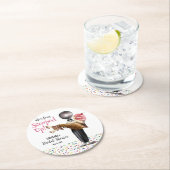 Dessous-de-verre Rond En Papier Mariage Thème Crème Glacée à la Fraise (En situation)