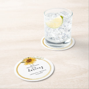 Dessous-de-verre Rond En Papier Mariage Tournesol Jaune Moderne