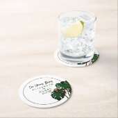 Dessous-de-verre Rond En Papier Mariage tropical de la plage de Monstera (En situation)