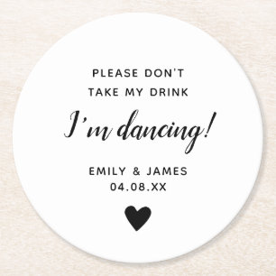 Dessous-de-verre Rond En Papier Mariage verre Topper Script Love Heart