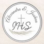 Dessous-de-verre Rond En Papier Mariage Verse Bible Catholique Cadre (Devant)