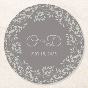 Dessous-de-verre Rond En Papier Mariage vintage de couronne feuille
