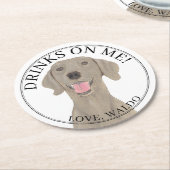 Dessous-de-verre Rond En Papier Mariage Weimaraner personnalisé (Incliné)